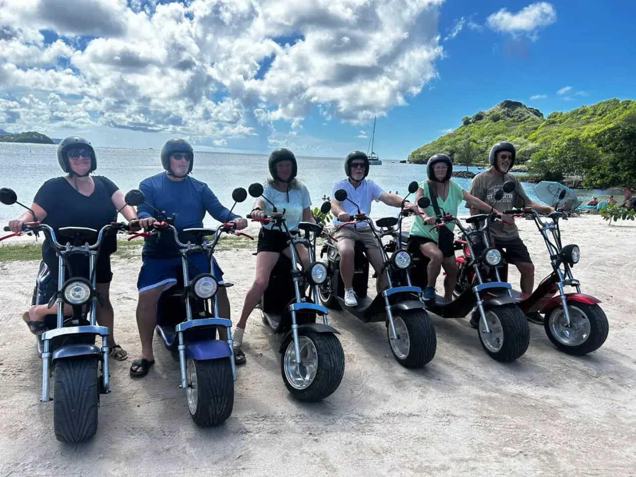 Off-road Segway riders above Rodney Bay, St. Lucia