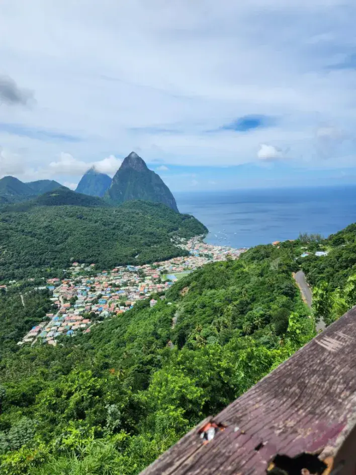 LucianStyle island bus tour stop with coastal views in St. Lucia